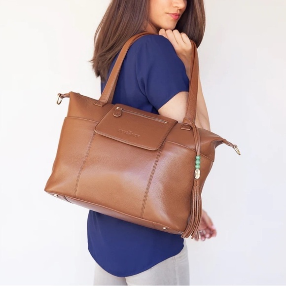 Lily Jade Madeline convertible tote Brandy caramel pebble leather backpack - Picture 4 of 16